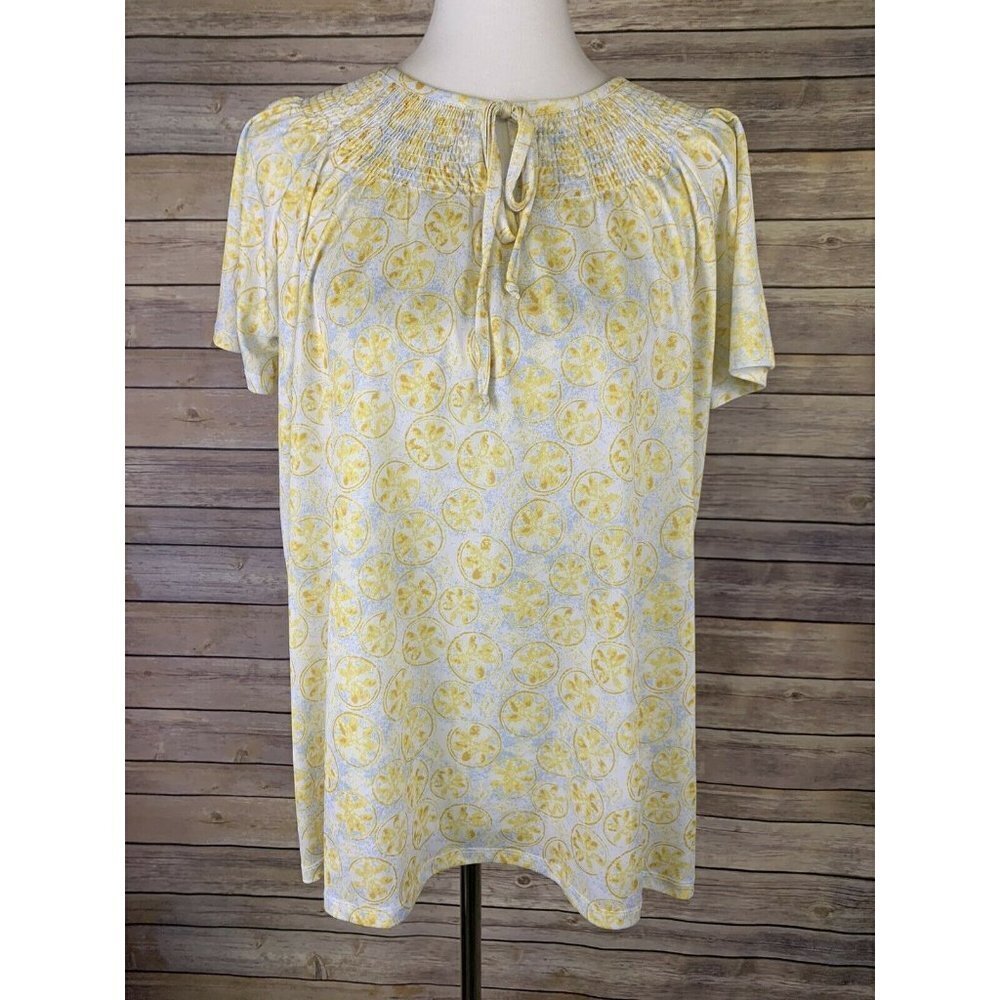 Sara Morgan Womens Medium Blouse Tie Collar Floral
